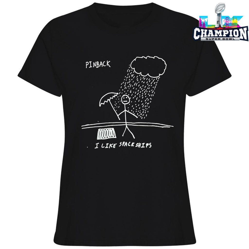 Pinback Rainy Day I Like Spaceships Shirt