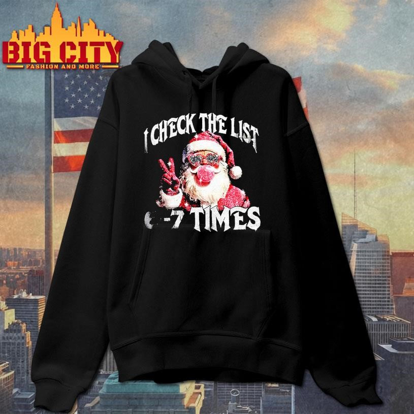 Pink Santa I check the list 6 7 times Christmas shirt
