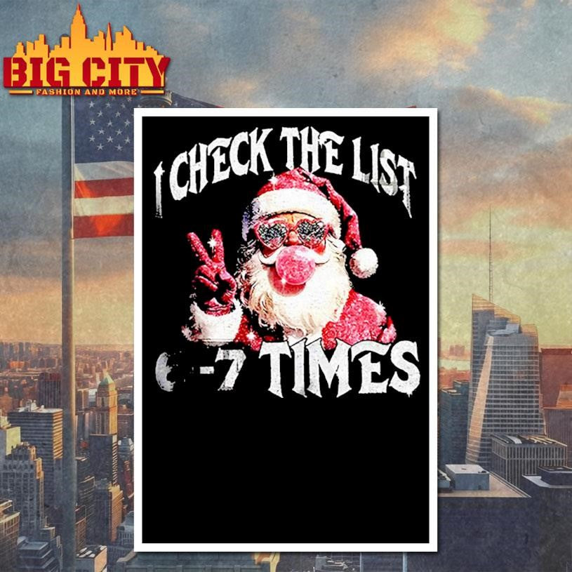 Pink Santa I check the list 6 7 times Christmas shirt