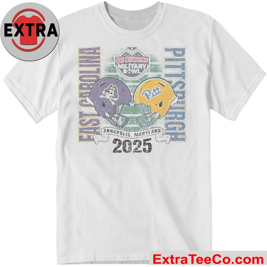 Pitt Panthers Grey Blue 84 2025 Military Bowl 2025 between East Carolina and Pittsburgh Helmet Shirt