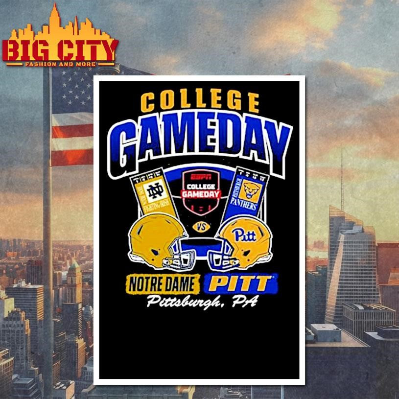 Pitt Panthers Youth Black Football College Gameday vs Notre Dame Ticket Shirt