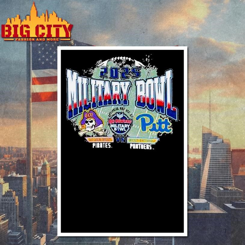 Official Pittsburgh Panthers Vs East Carolina Pirates 2025 Military Bowl Dueling Helmets Champion Shirt