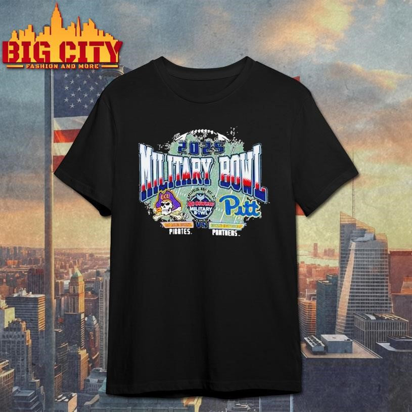 Pittsburgh Panthers Vs East Carolina Pirates 2025 Military Bowl Dueling Helmets Champion Shirt