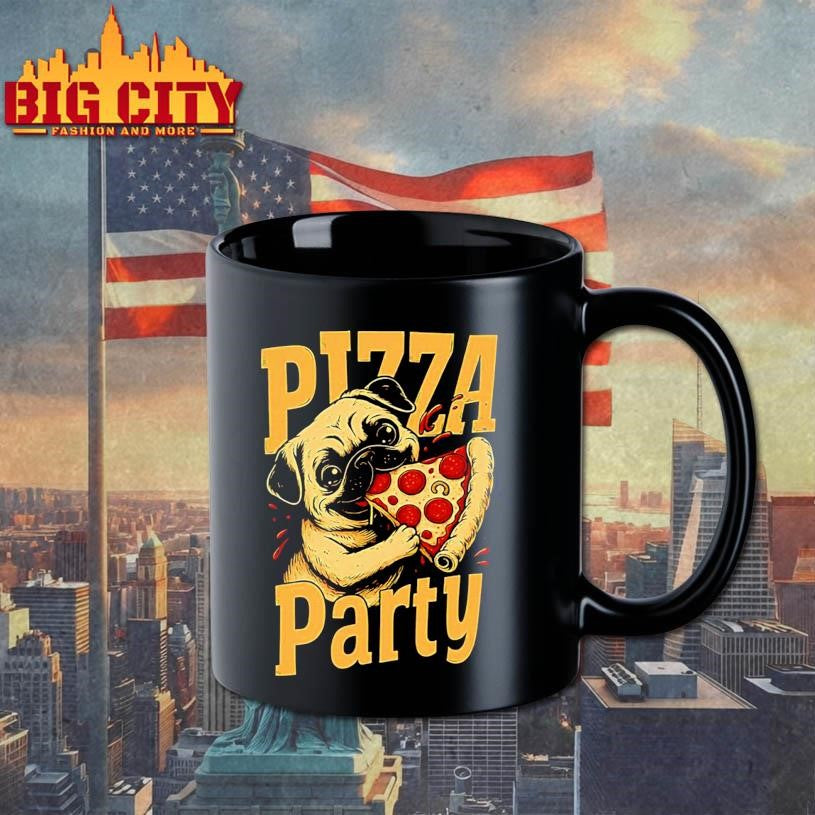 Pizza Party Pug Funny Dog Pizza Lover Design Shirt