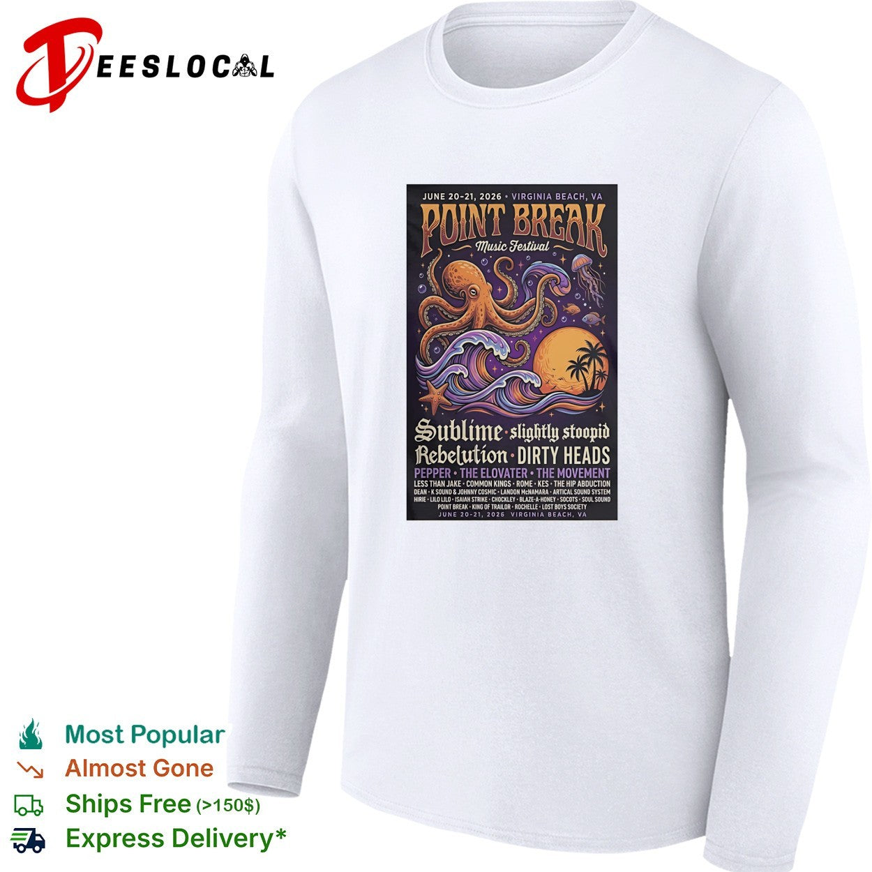 Point Break Music Festival Virginia Beach octopus poster shirt