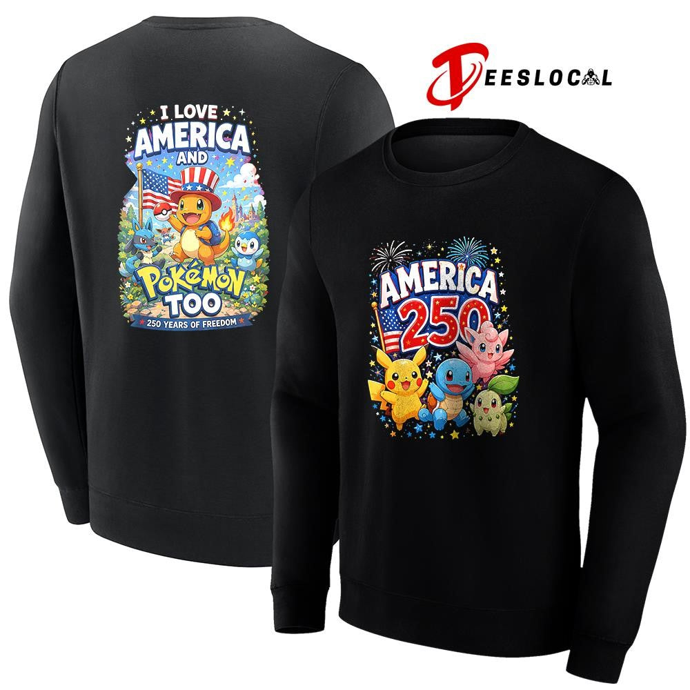 Pokemon I love America 250 years of freedom graphic shirt
