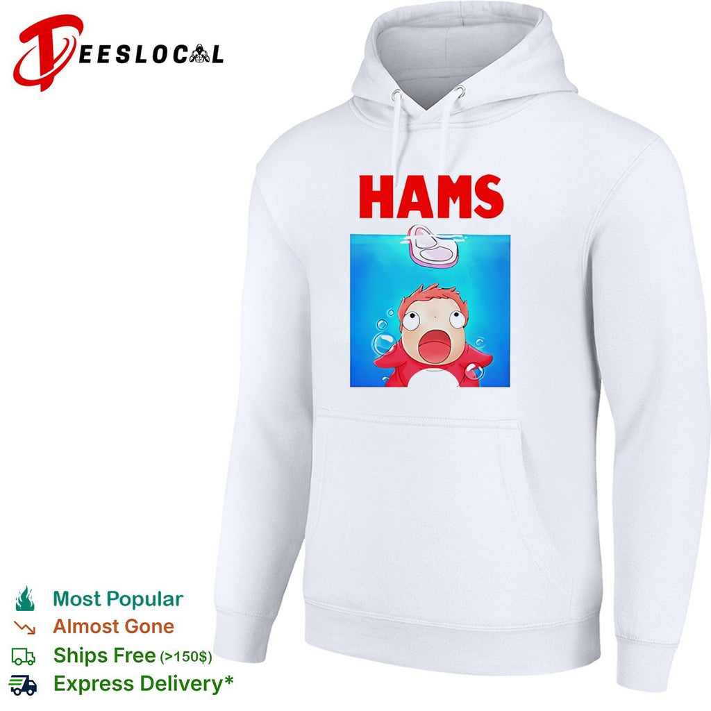 Ponyo swimming startled Hams shark parody shirt