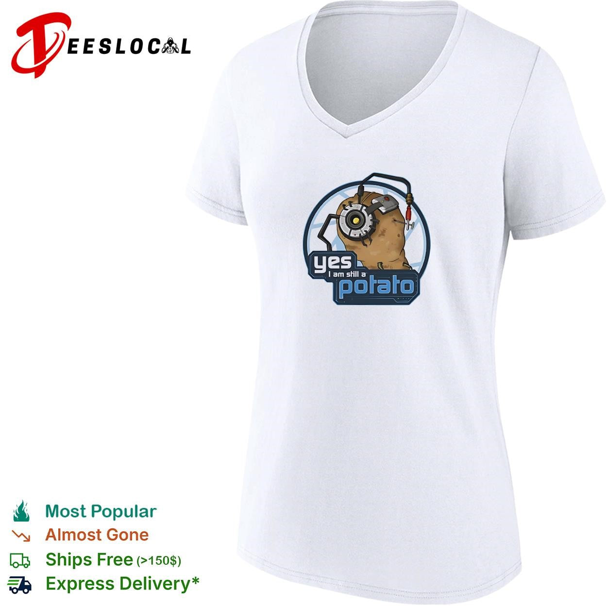Portal GLaDOS video game cyborg spud yes I am still a potato shirt