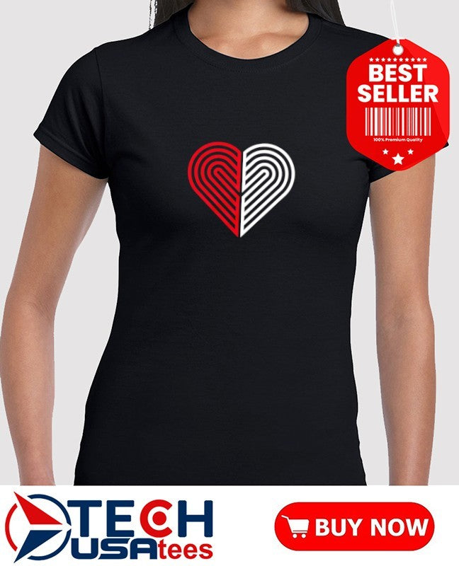 Portland Love Portland Trail Blazers Basketball heart shirt