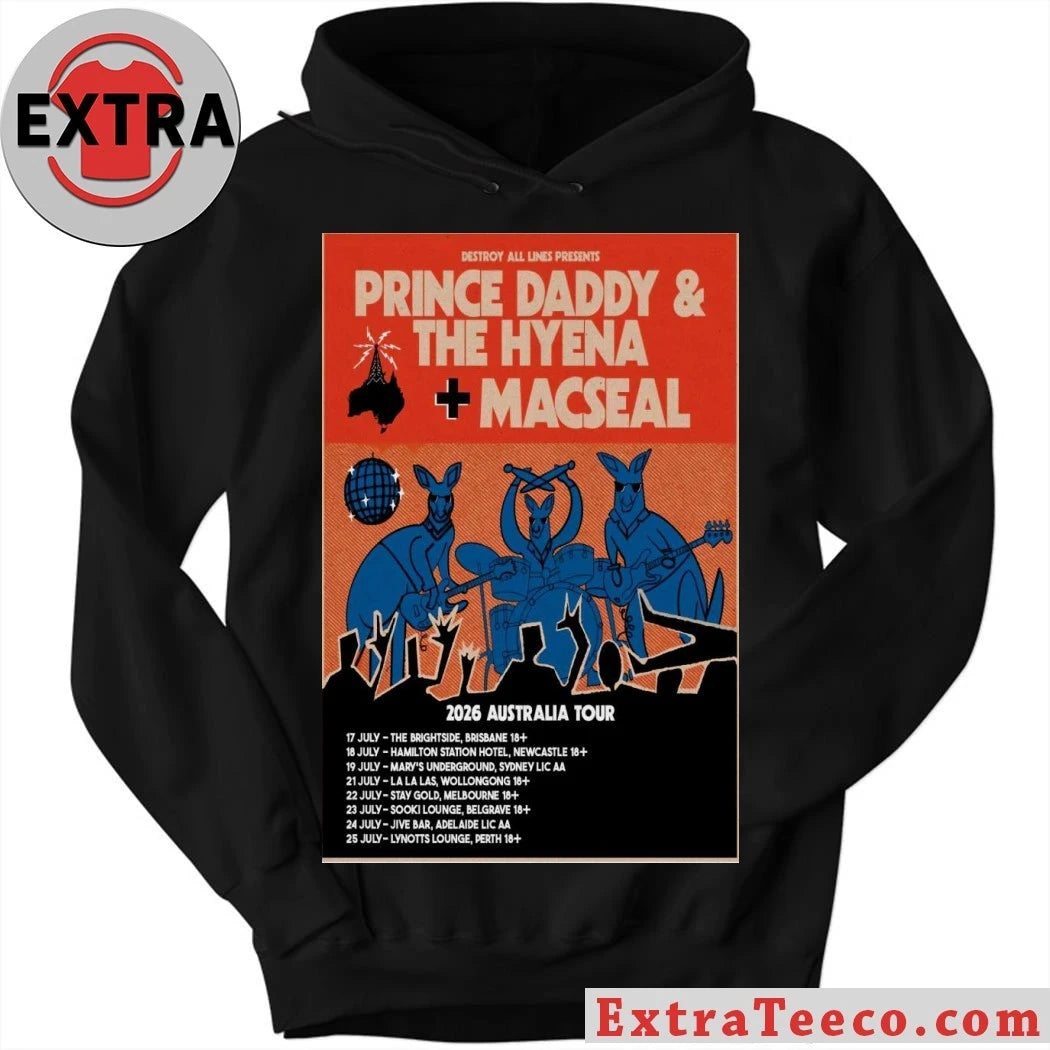 Poster Prince Daddy &amp; The Hyena, Macseal 2026 Australia Tour Shirt
