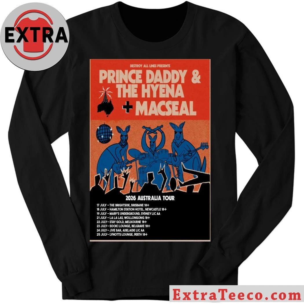 Poster Prince Daddy &amp; The Hyena, Macseal 2026 Australia Tour Shirt