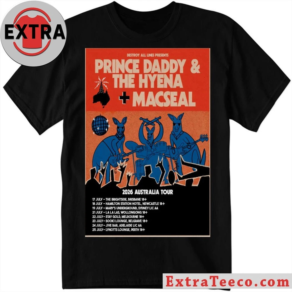 Poster Prince Daddy &amp; The Hyena, Macseal 2026 Australia Tour Shirt