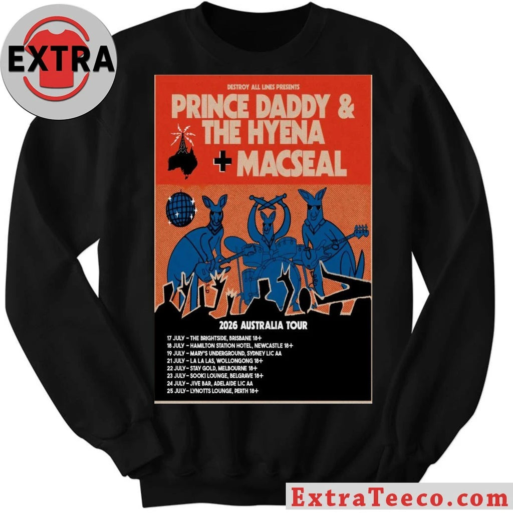 Poster Prince Daddy &amp; The Hyena, Macseal 2026 Australia Tour Shirt