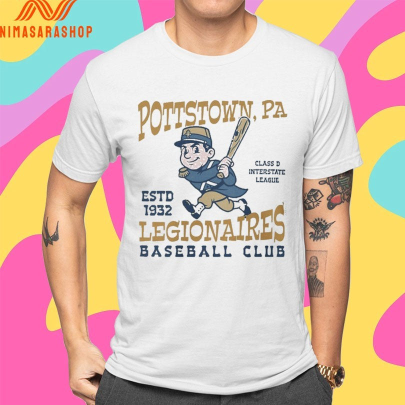 Pottstown Legionaires Baseball Club Estd 1932 Class D Interstate League Shirts