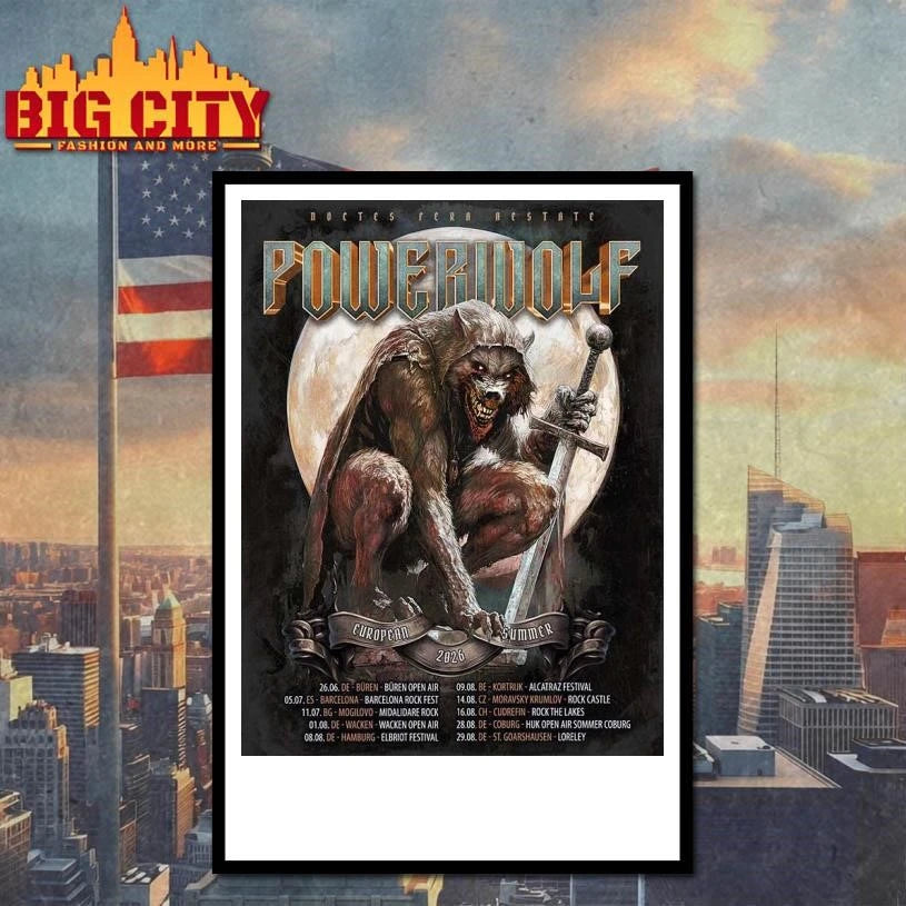 Powerwolf European Summer 2026 Tour Schedule Dates Home Decor Poster Shirt
