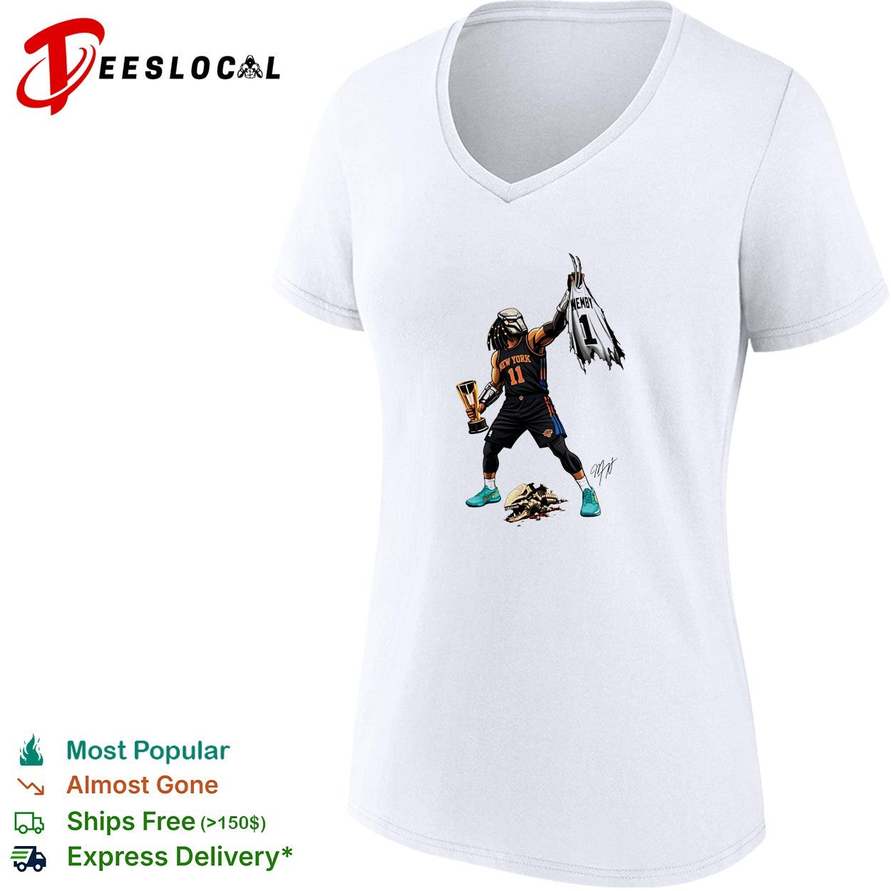 Predator x Jalen Brunson Warrior Champion holding trophy signature shirt