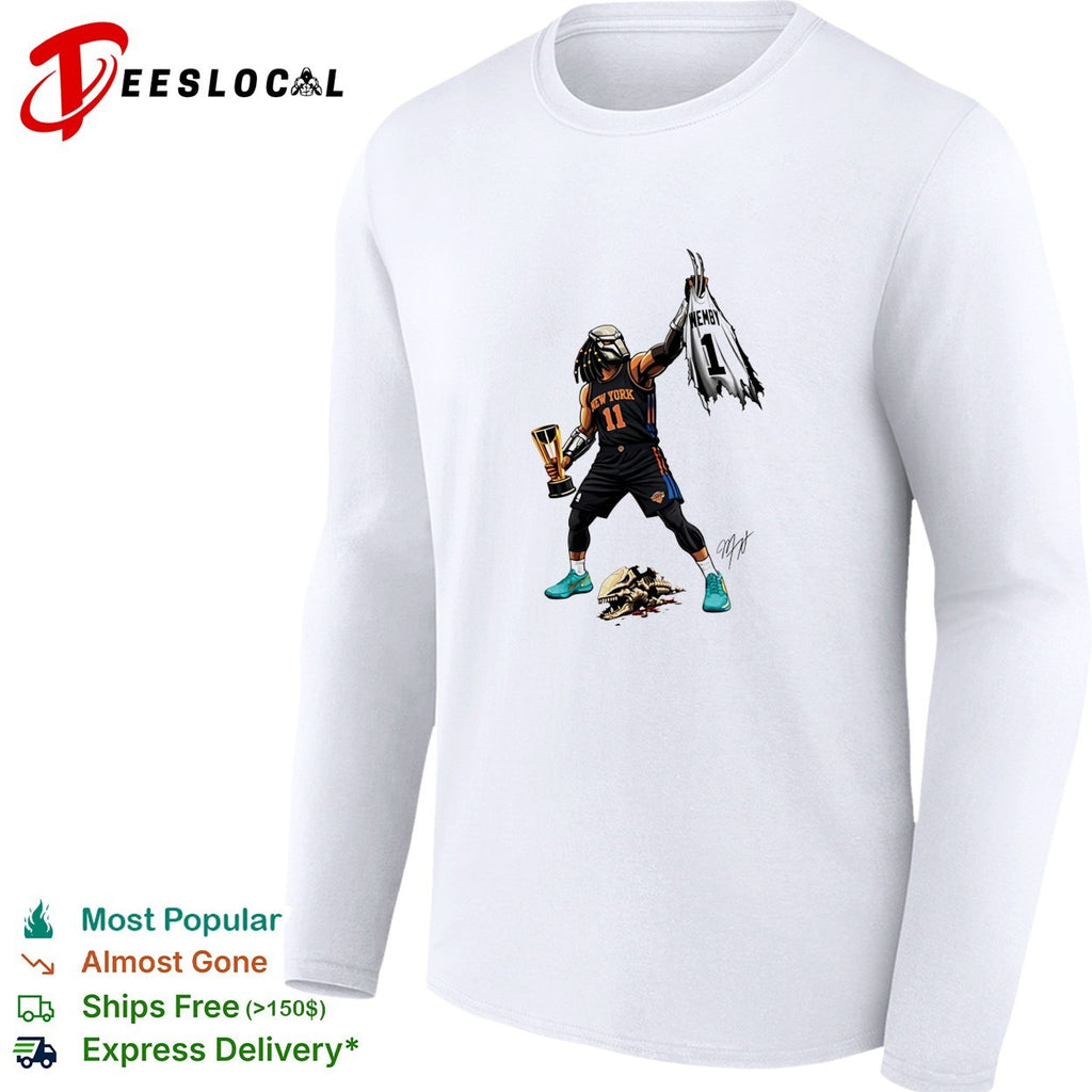 Predator x Jalen Brunson Warrior Champion holding trophy signature shirt