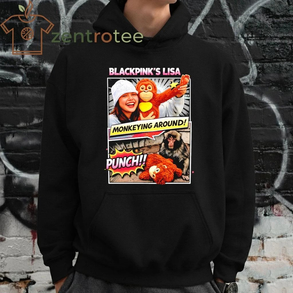 Premium Blackpink Lisa Monkeying Around Punch Monkey Funny Graphic Tee