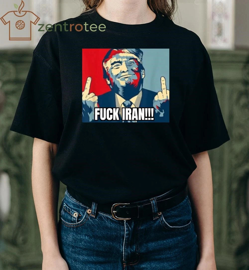 Premium Fuck Iran Trump one finger tee
