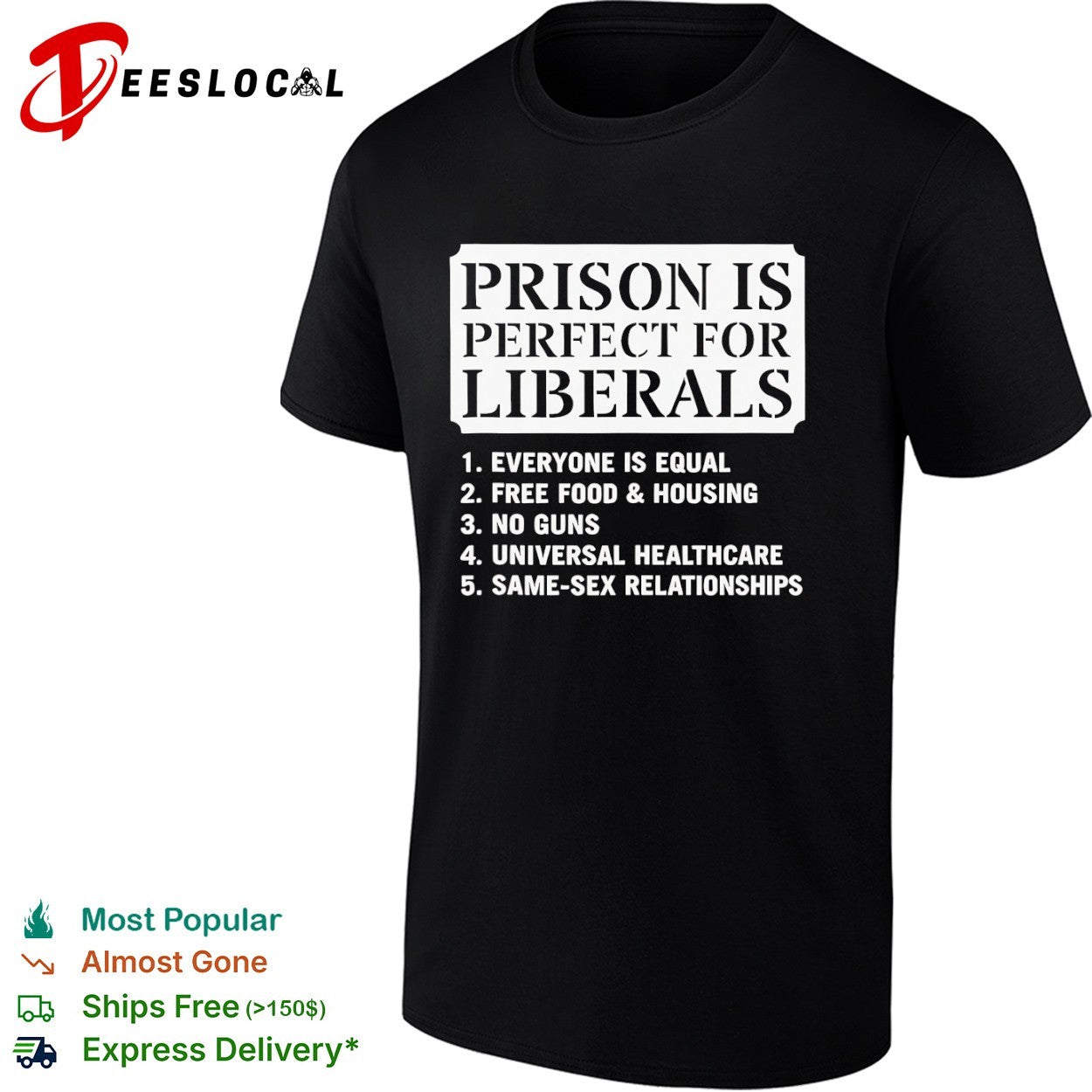 Prison is perfect for liberals everyone is equal free food and housing shirt