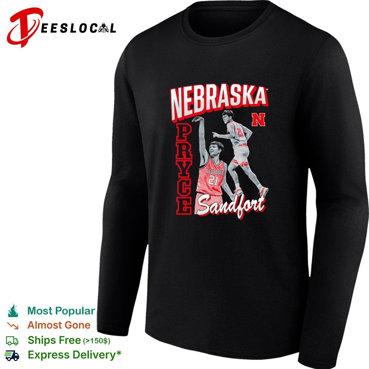 Pryce Sandfort Nebraska Cornhuskers NCAA Basketball shirt
