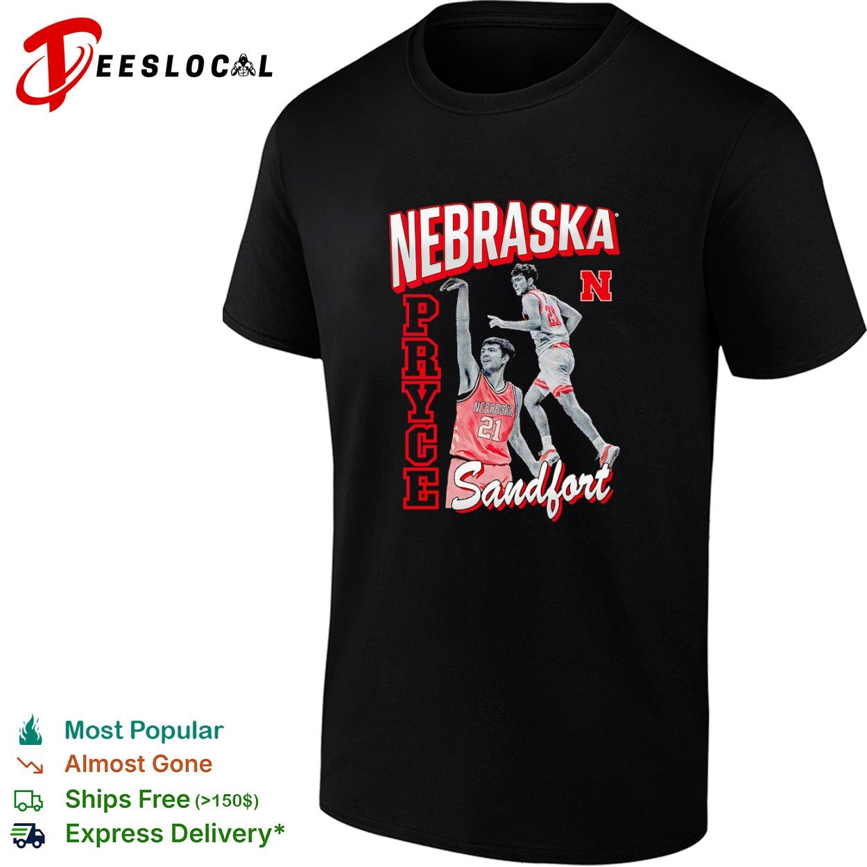 Pryce Sandfort Nebraska Cornhuskers NCAA Basketball shirt
