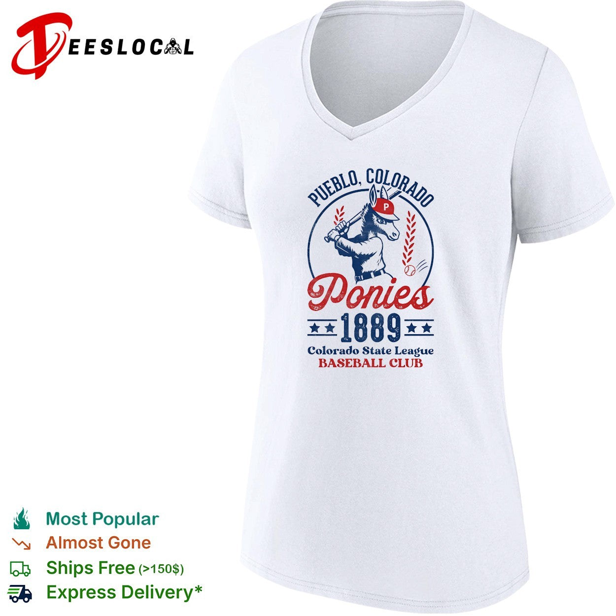 Pueblo Colorado Ponies 1889 Colorado State League Baseball Club donkey mascot vintage art shirt