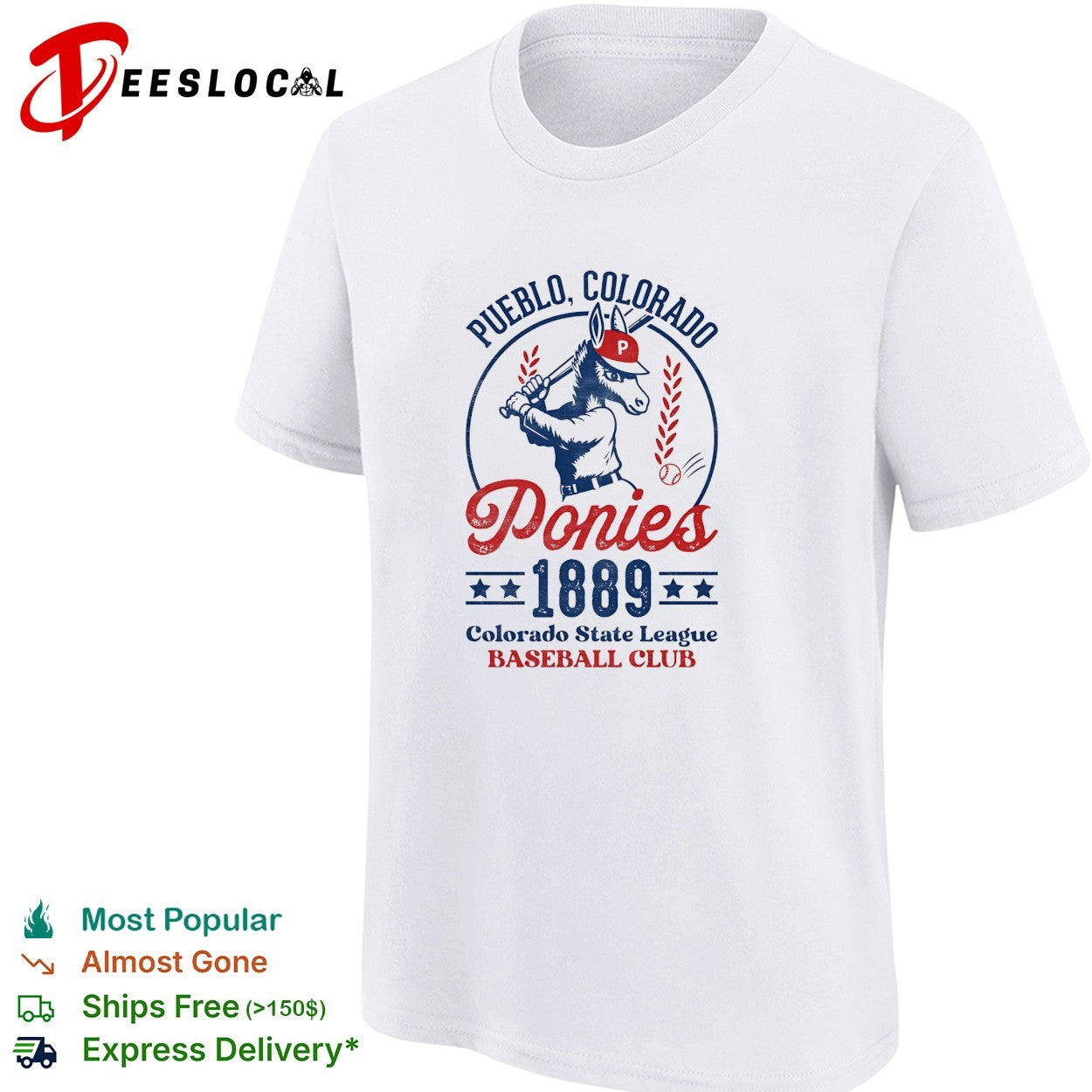 Pueblo Colorado Ponies 1889 Colorado State League Baseball Club donkey mascot vintage art shirt