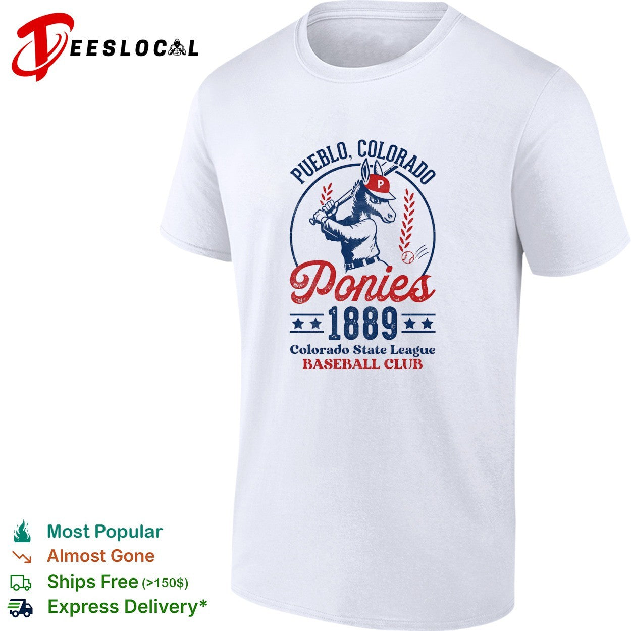 Pueblo Colorado Ponies 1889 Colorado State League Baseball Club donkey mascot vintage art shirt
