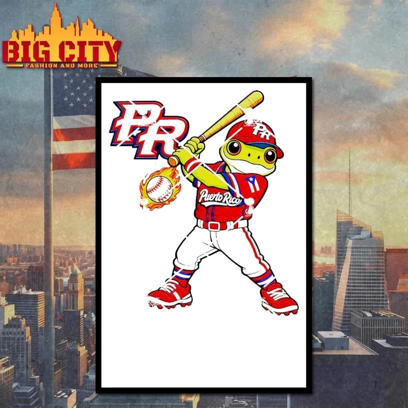 Puerto Rico Frog Baseball Player Shirt