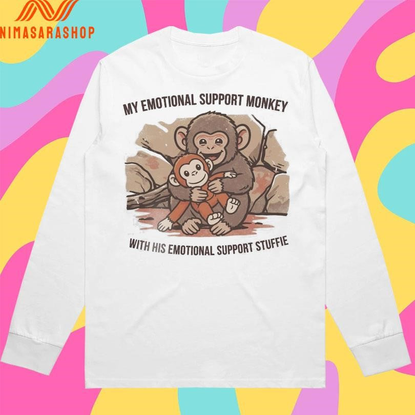 Punch Macaque Monkey My Emotional Support Monkey With His Emotional Support Stuffie 2026 Shirts