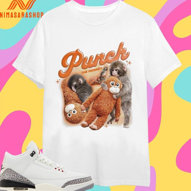 Punch The Monkey Baby Monkey Holding Plush Toy Retro Style Homage 2026 Shirts