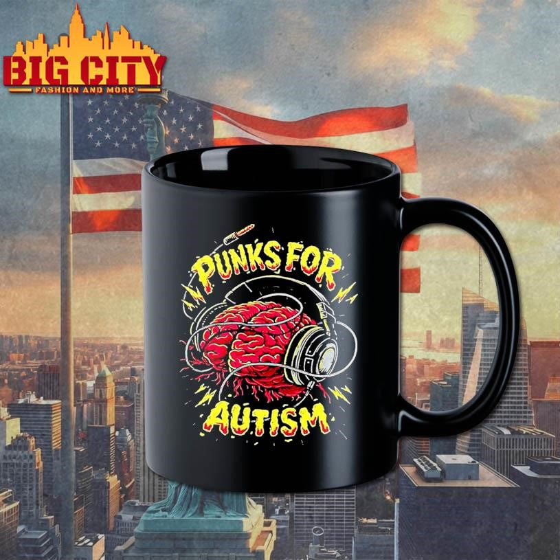 Punks For Autism Brain Headphones Graphic Shirt