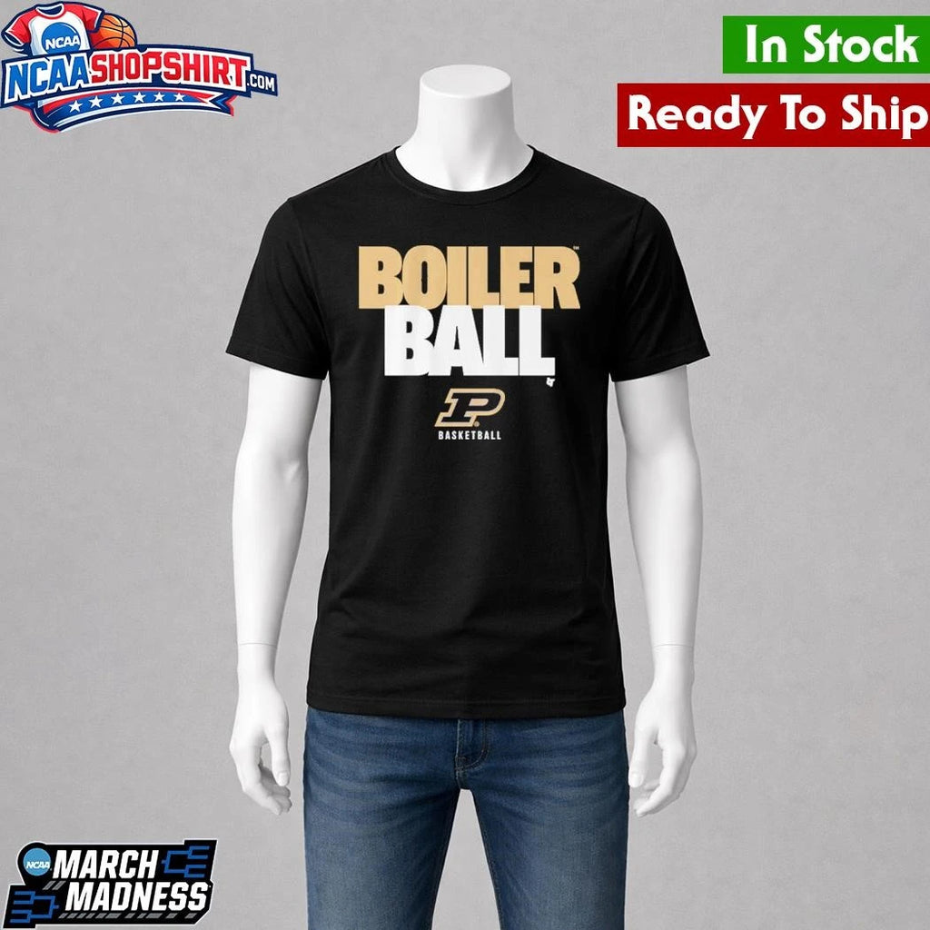 Purdue Basketball Boiler Ball Text Stack Shirt