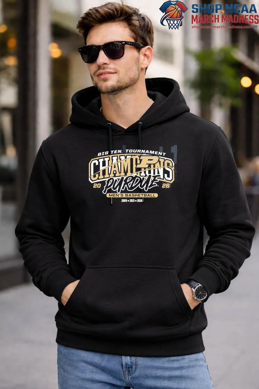 Purdue Boilermakers 2026 Big Ten Men’s Basketball Tournament Champions Banner T-Shirt Purdue Boilermakers 2026