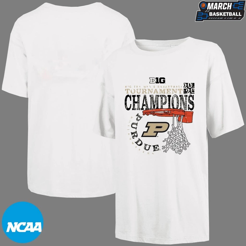 Purdue Boilermakers 2026 Big Ten Men’s Basketball Tournament Champions Cut Nets T-shirts