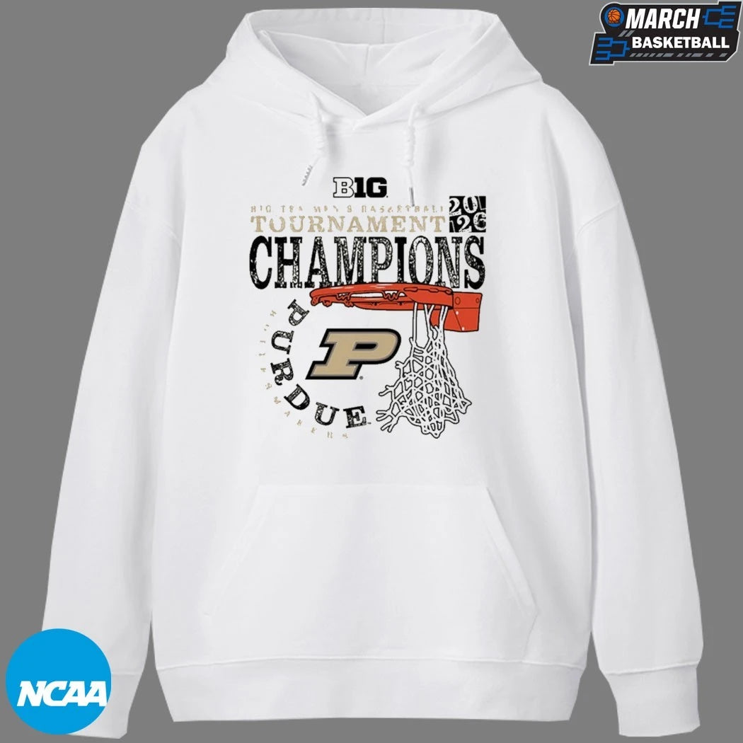 Purdue Boilermakers 2026 Big Ten Men’s Basketball Tournament Champions Cut Nets T-shirts