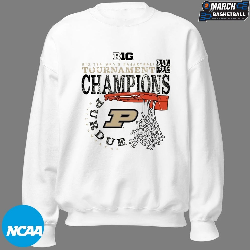 Purdue Boilermakers 2026 Big Ten Men’s Basketball Tournament Champions Cut Nets T-shirts