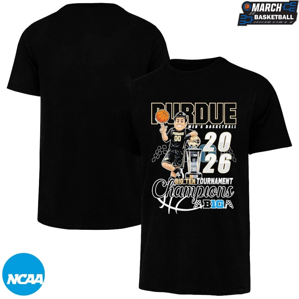 Purdue Boilermakers 2026 Big Ten Men’s Basketball Tournament Champions Mascot Trophy T-shirts