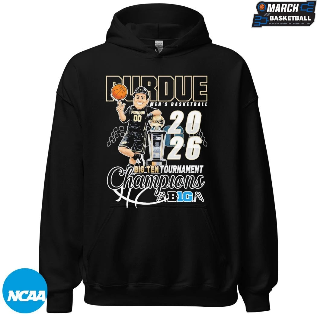 Purdue Boilermakers 2026 Big Ten Men’s Basketball Tournament Champions Mascot Trophy T-shirts