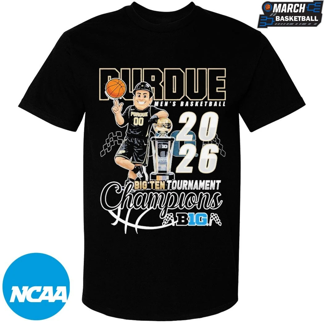 Purdue Boilermakers 2026 Big Ten Men’s Basketball Tournament Champions Mascot Trophy T-shirts