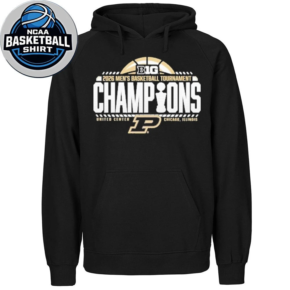 Purdue Boilermakers Black Blue 84 2026 Big Ten Men’s Basketball Tournament Champions Logo T-Shirt