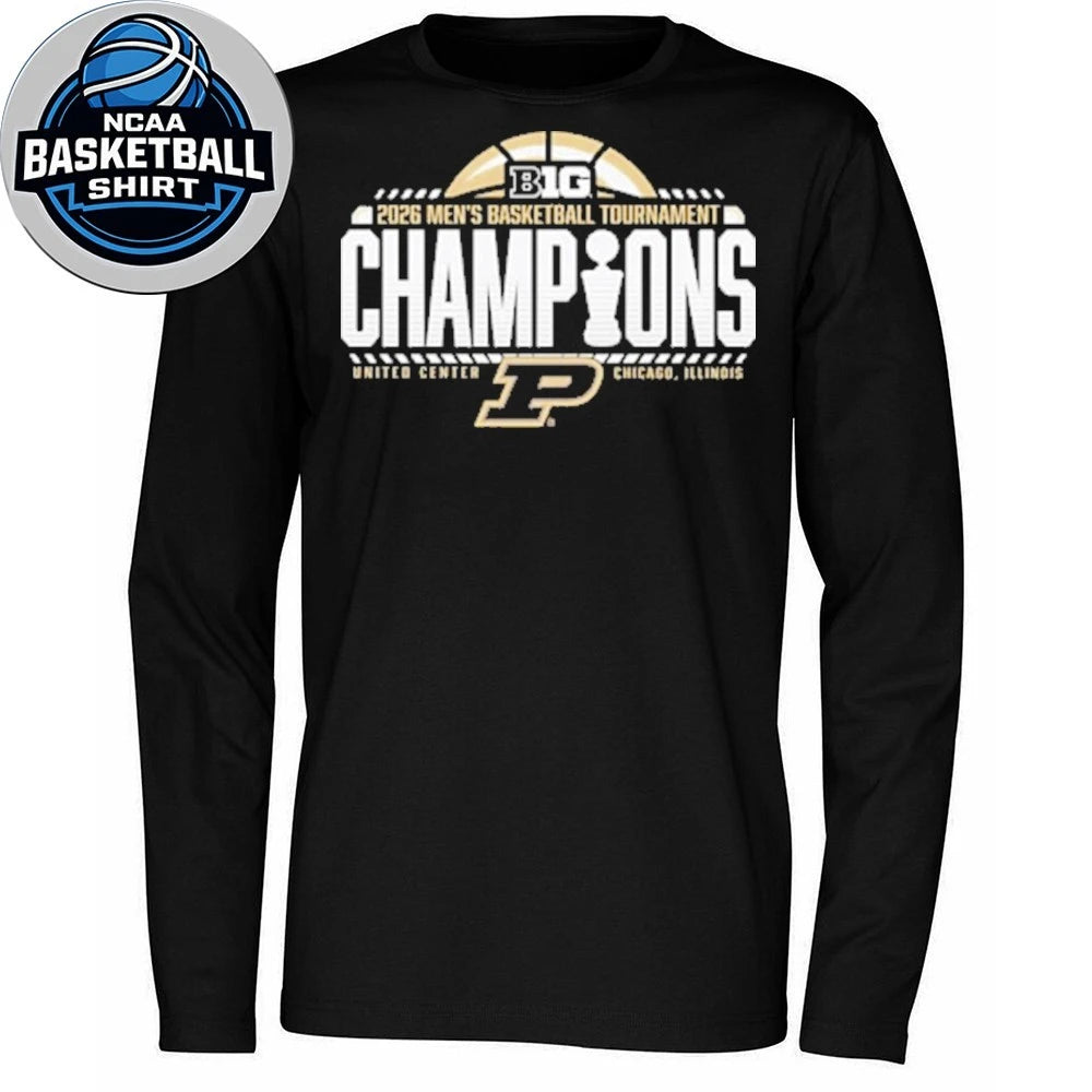 Purdue Boilermakers Black Blue 84 2026 Big Ten Men’s Basketball Tournament Champions Logo T-Shirt