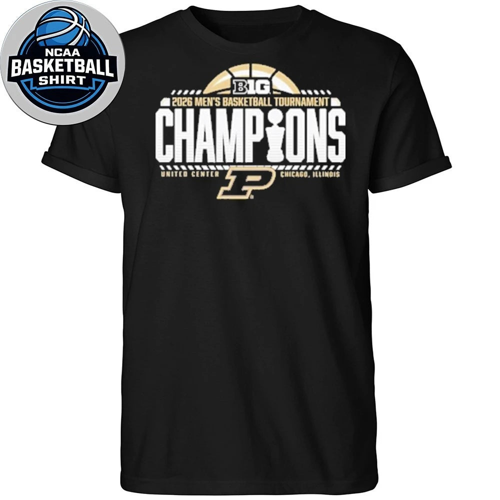 Purdue Boilermakers Black Blue 84 2026 Big Ten Men’s Basketball Tournament Champions Logo T-Shirt
