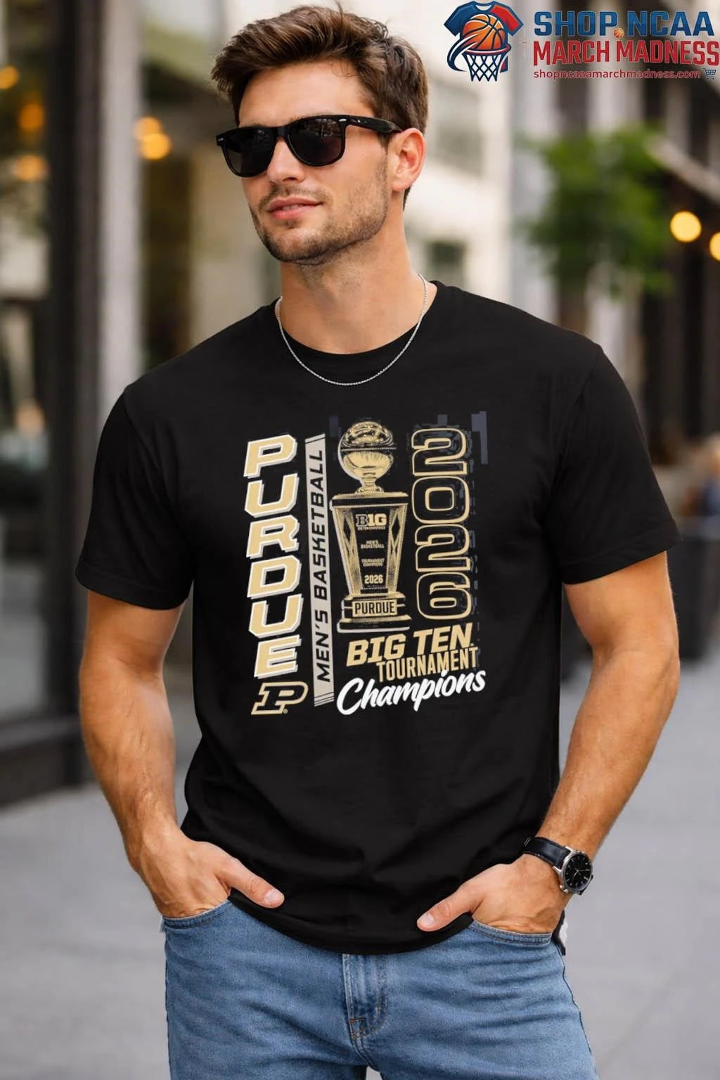 Purdue Boilermakers Men’s Basketball 2026 Big Ten Tournament Champions Trophy T-Shirt Purdue Boilermakers 2026 Shirt
