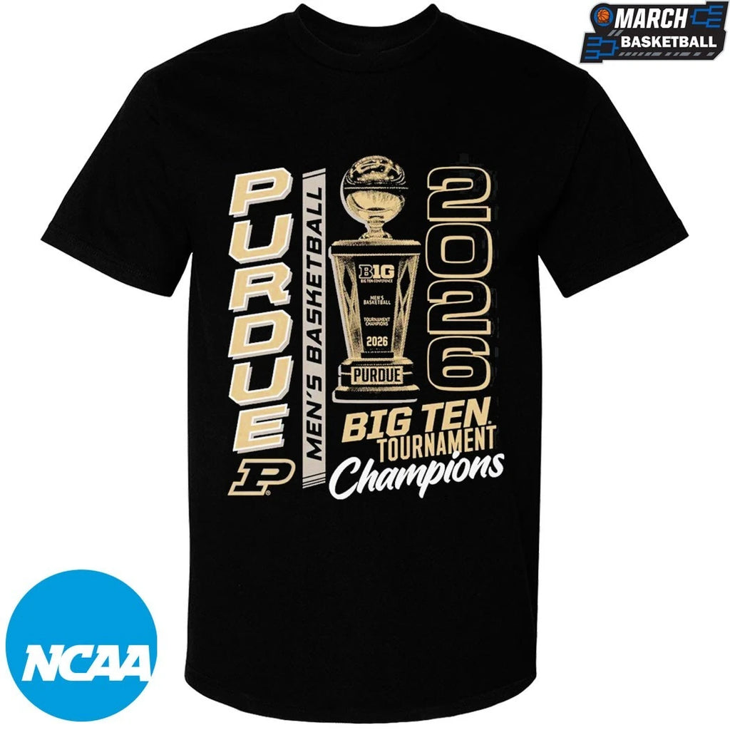 Purdue Boilermakers Men’s Basketball 2026 Big Ten Tournament Champions Trophy T-Shirts