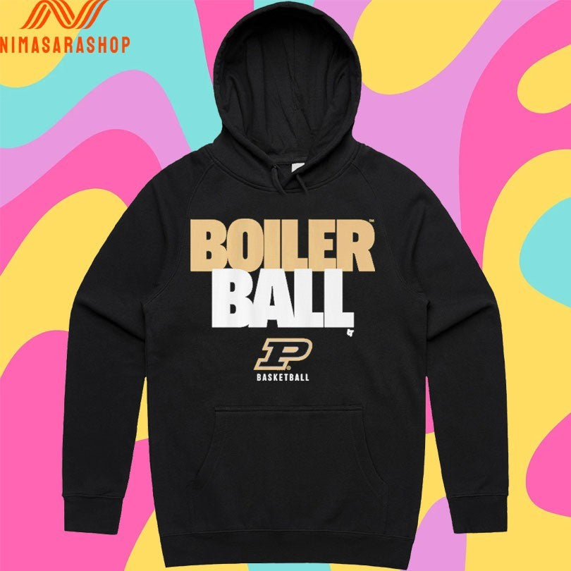 Purdue Boilermakers Men’s Basketball Boiler Ball Text Stack Shirts