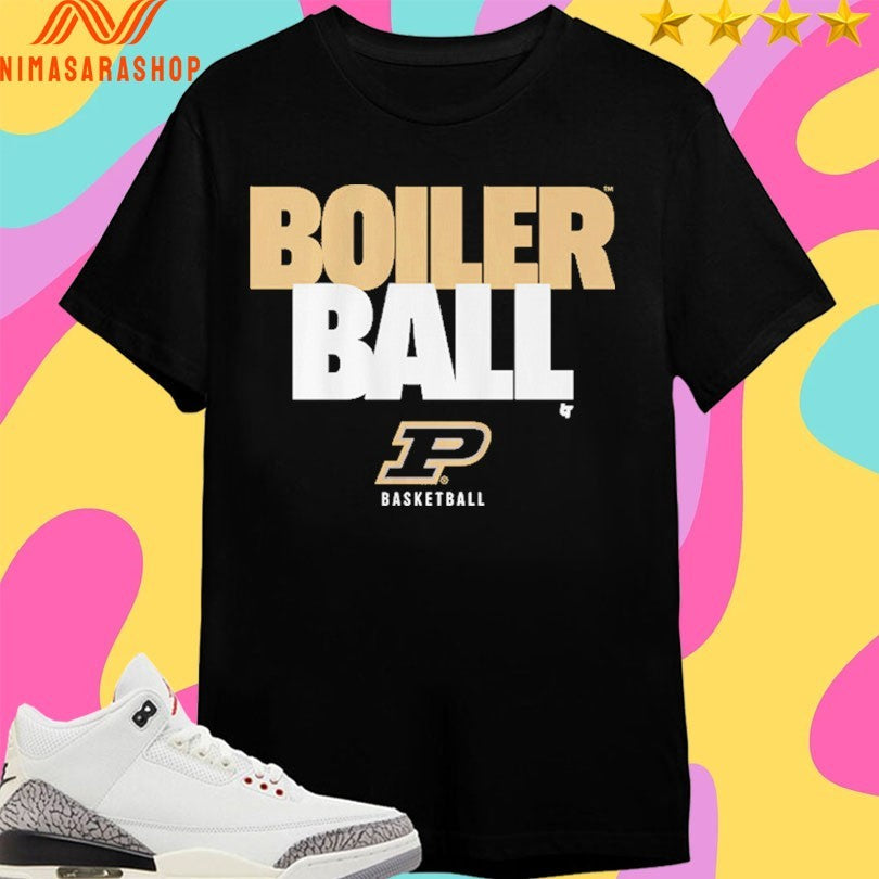Purdue Boilermakers Men’s Basketball Boiler Ball Text Stack Shirts