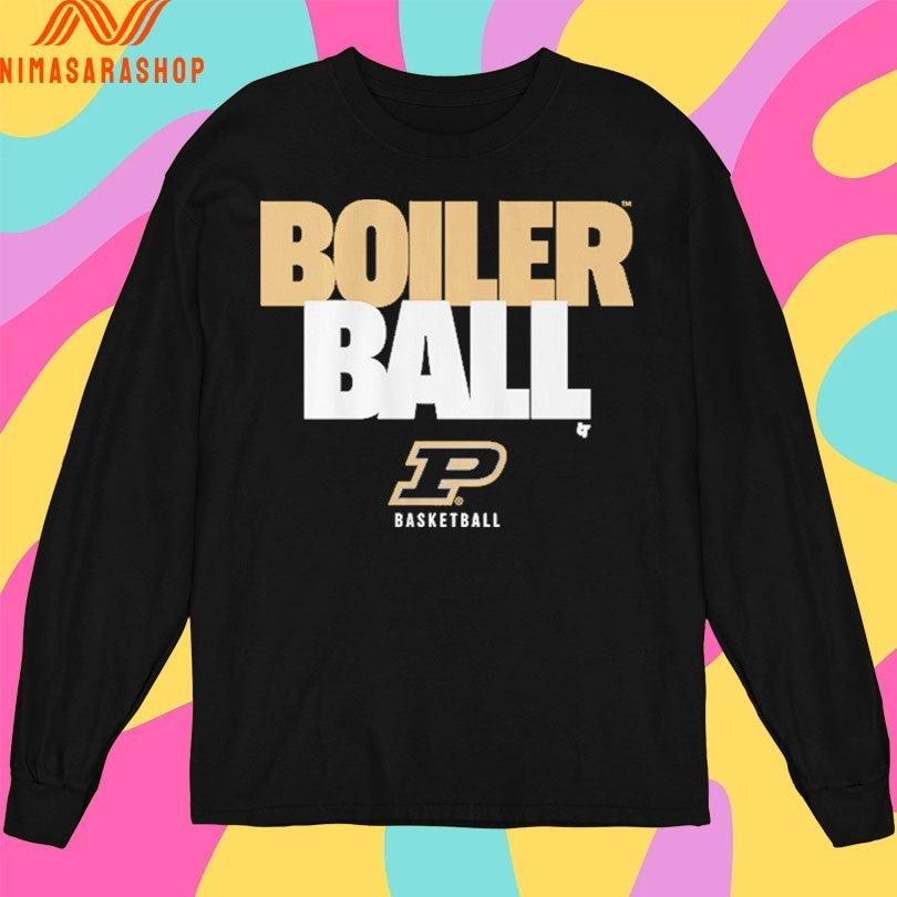 Purdue Boilermakers Men’s Basketball Boiler Ball Text Stack Shirts