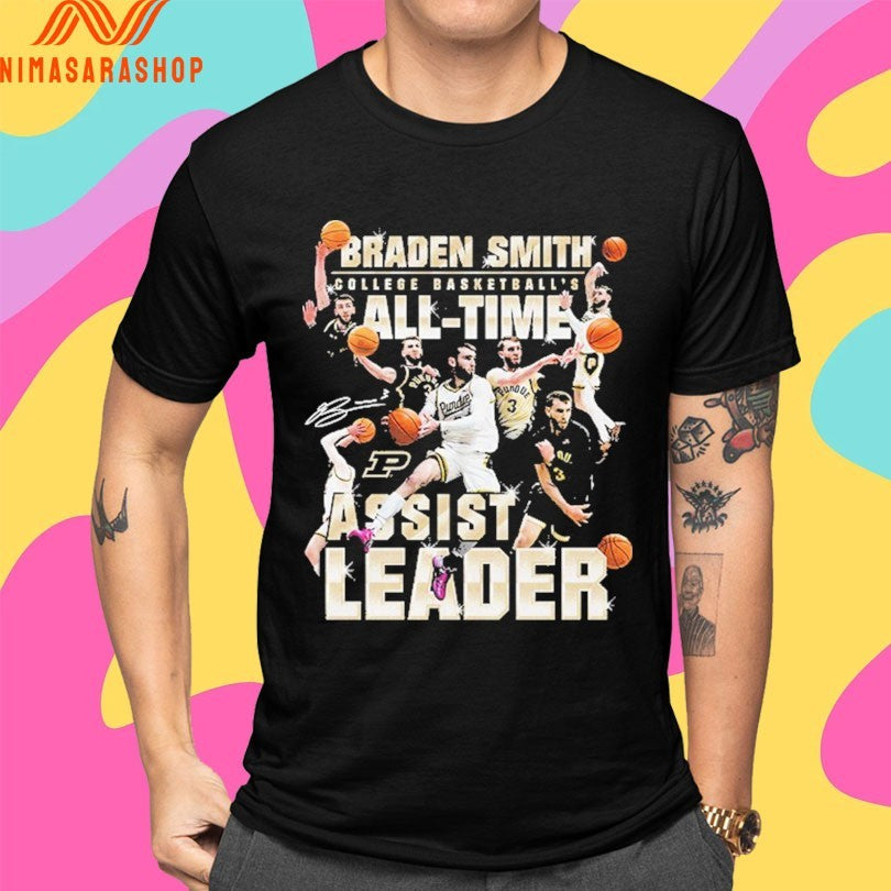 Purdue Boilermakers Men’s Basketball Braden Smith College Basketball’s All-Time Assist Leader Shirts
